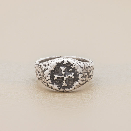 Ancient Cross Signet Ring (Antiqued Sterling Silver)