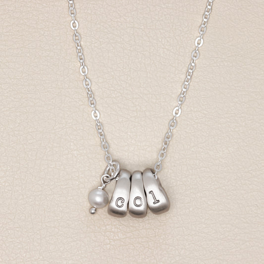 Itty Bitty Initial Ring Charms Necklace  (Sterling Silver)