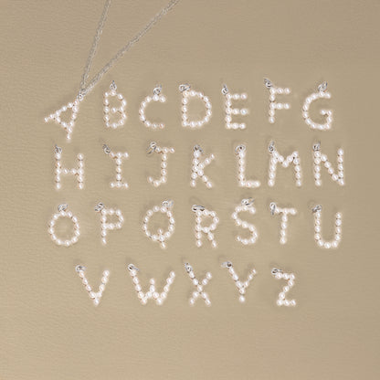 Sweet Pearl Initial Necklace  (Sterling Silver)
