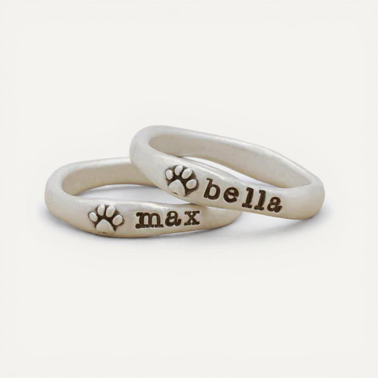 Furry Footprint Stacking Ring (Sterling Silver)
