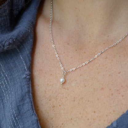 Sweet Dainty Freshwater Pearl Necklace (Sterling Silver)