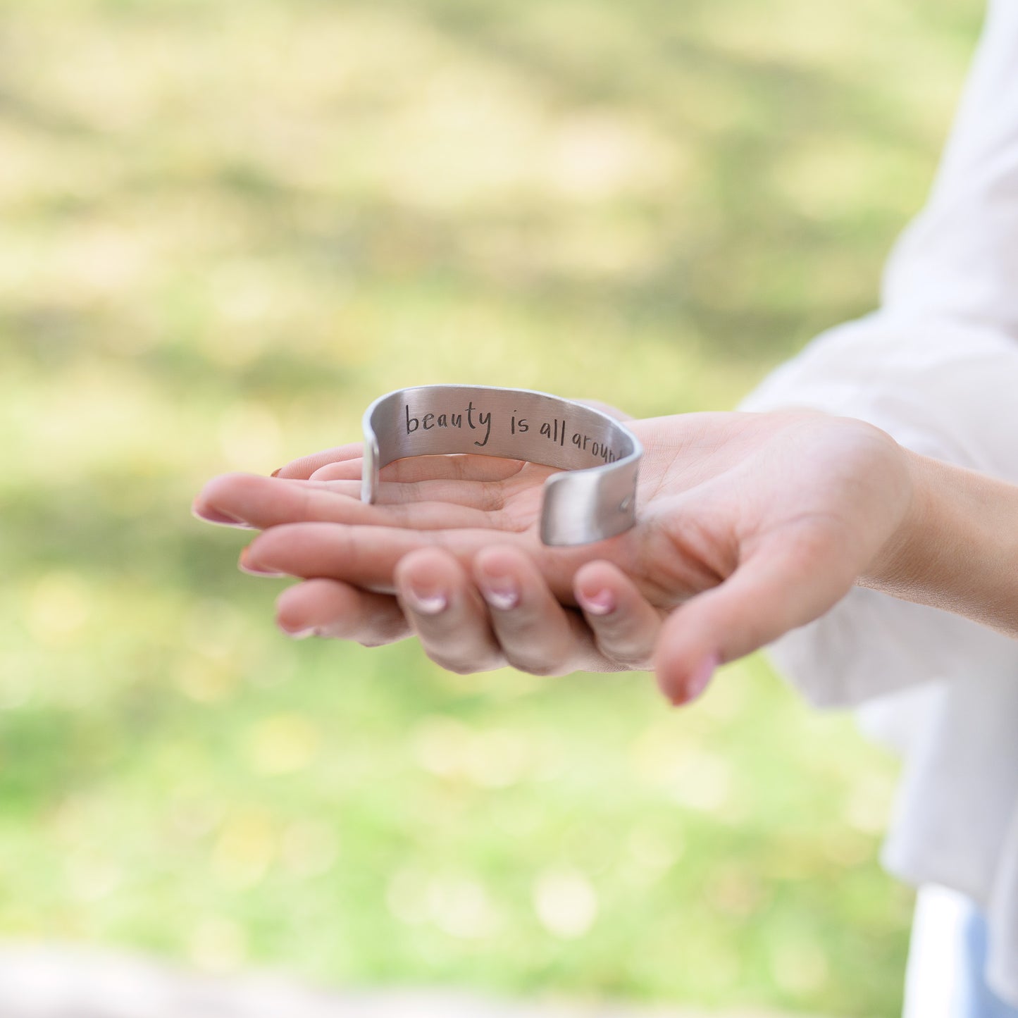 Beauty Is All Around Us Cuff (Pewter)