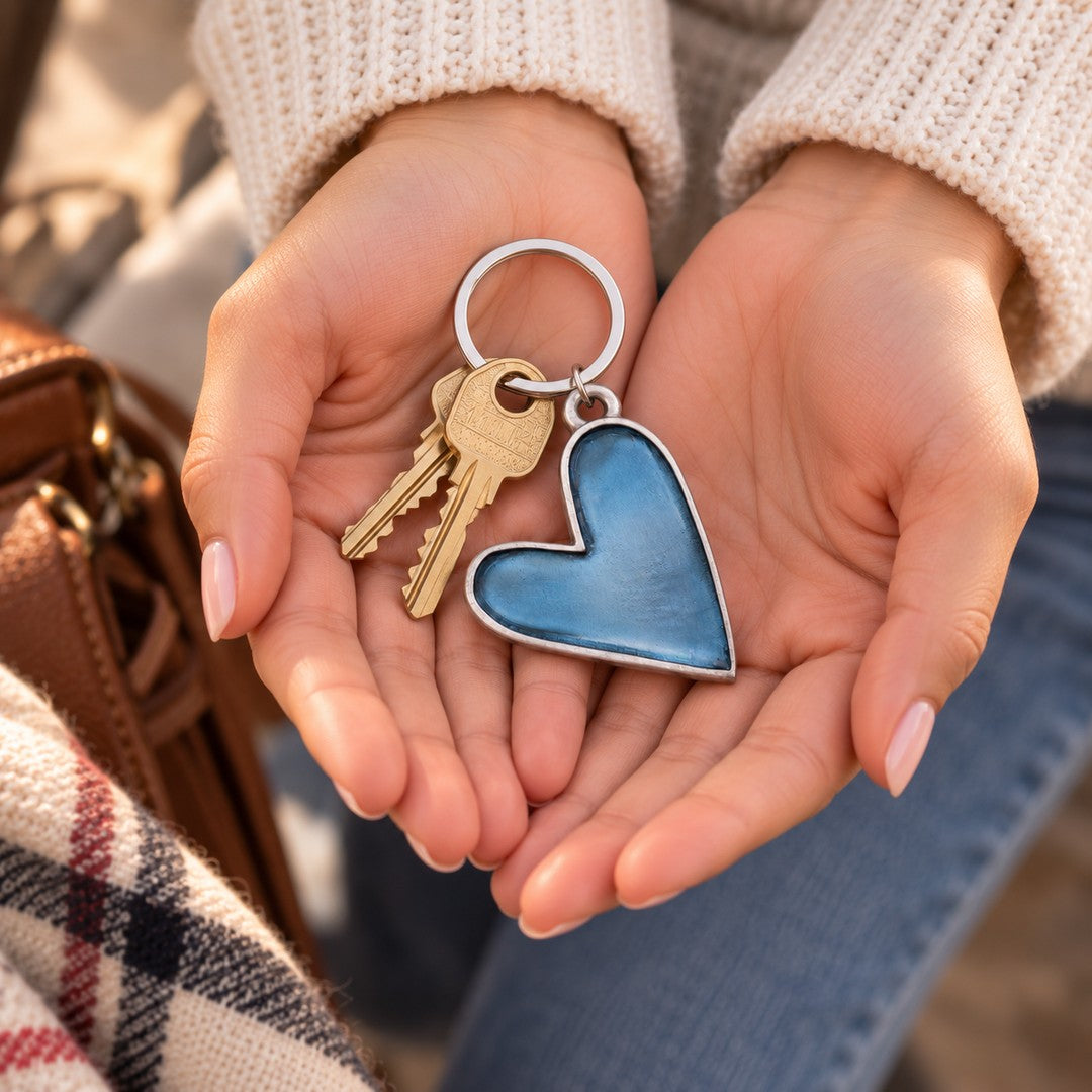 Brave Love® Colorful Heart Keychain (Pewter)