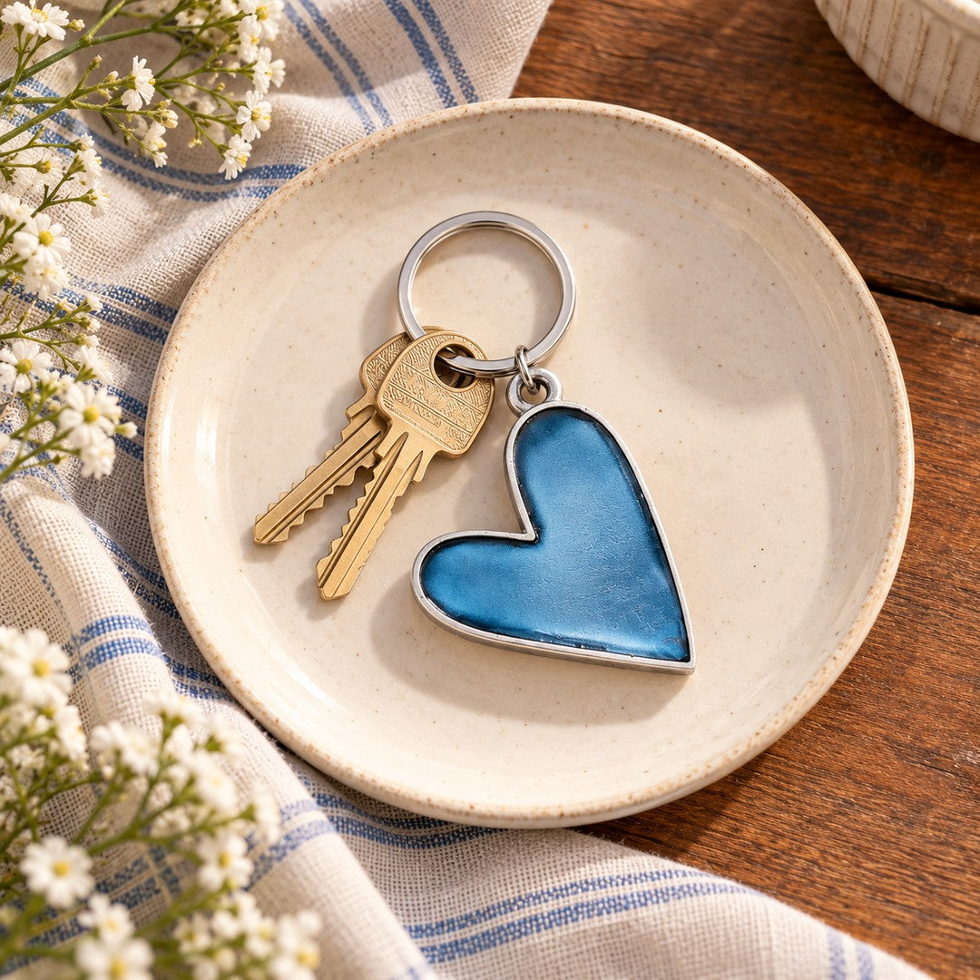 Brave Love® Colorful Heart Keychain (Pewter)