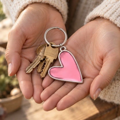 Brave Love® Colorful Heart Keychain (Pewter)