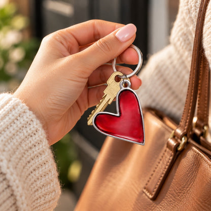 Brave Love® Colorful Heart Keychain (Pewter)