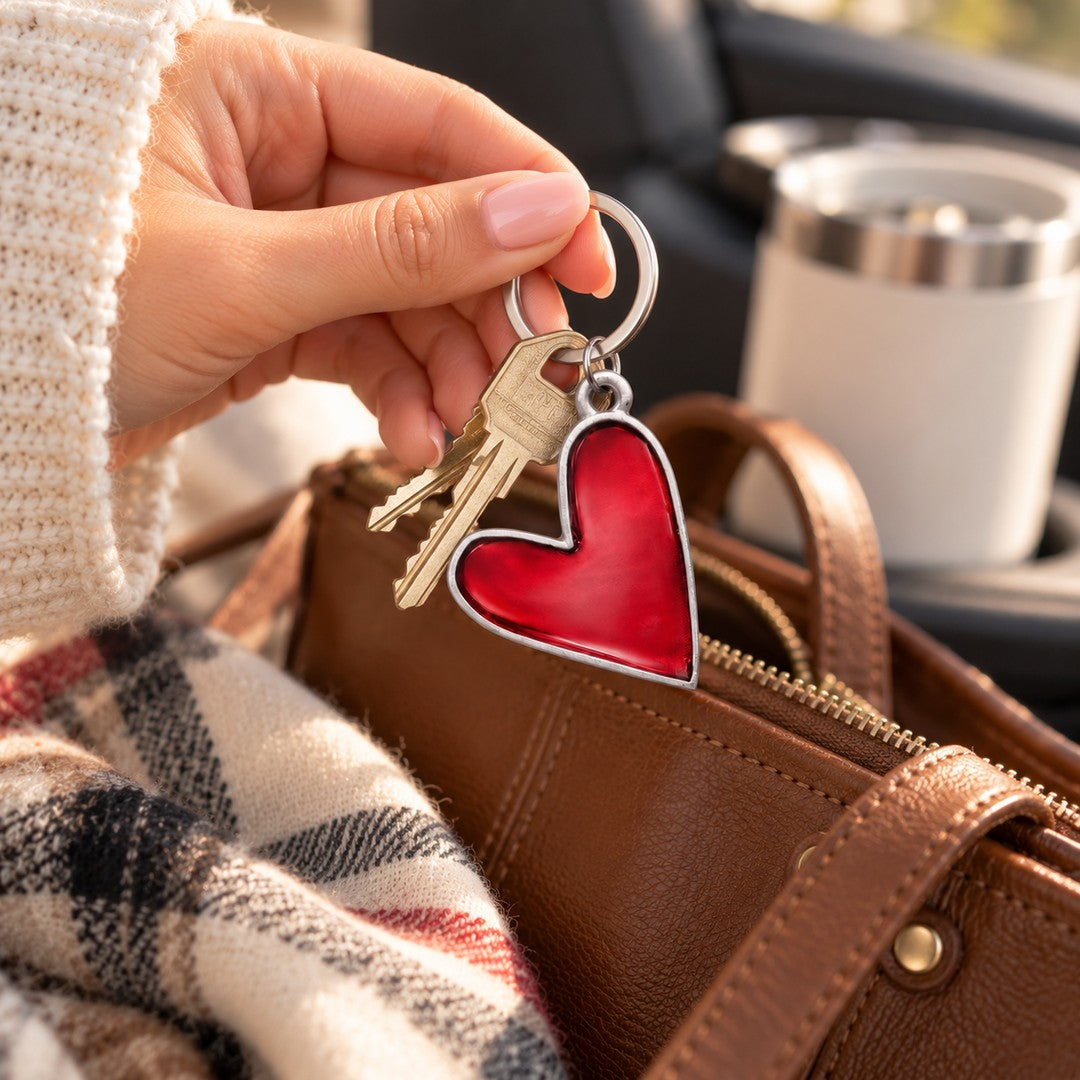 Brave Love® Colorful Heart Keychain (Pewter) - Lisa Leonard Designs