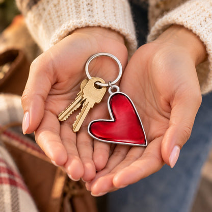 Brave Love® Colorful Heart Keychain (Pewter)