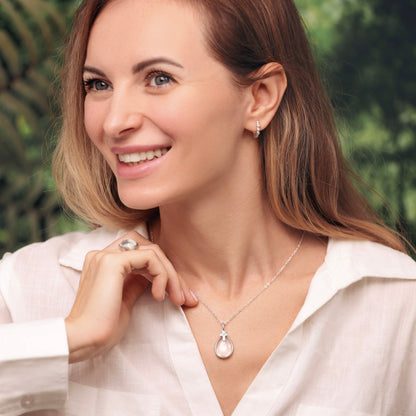 Clear and Bright Cross Necklace (Sterling Silver)