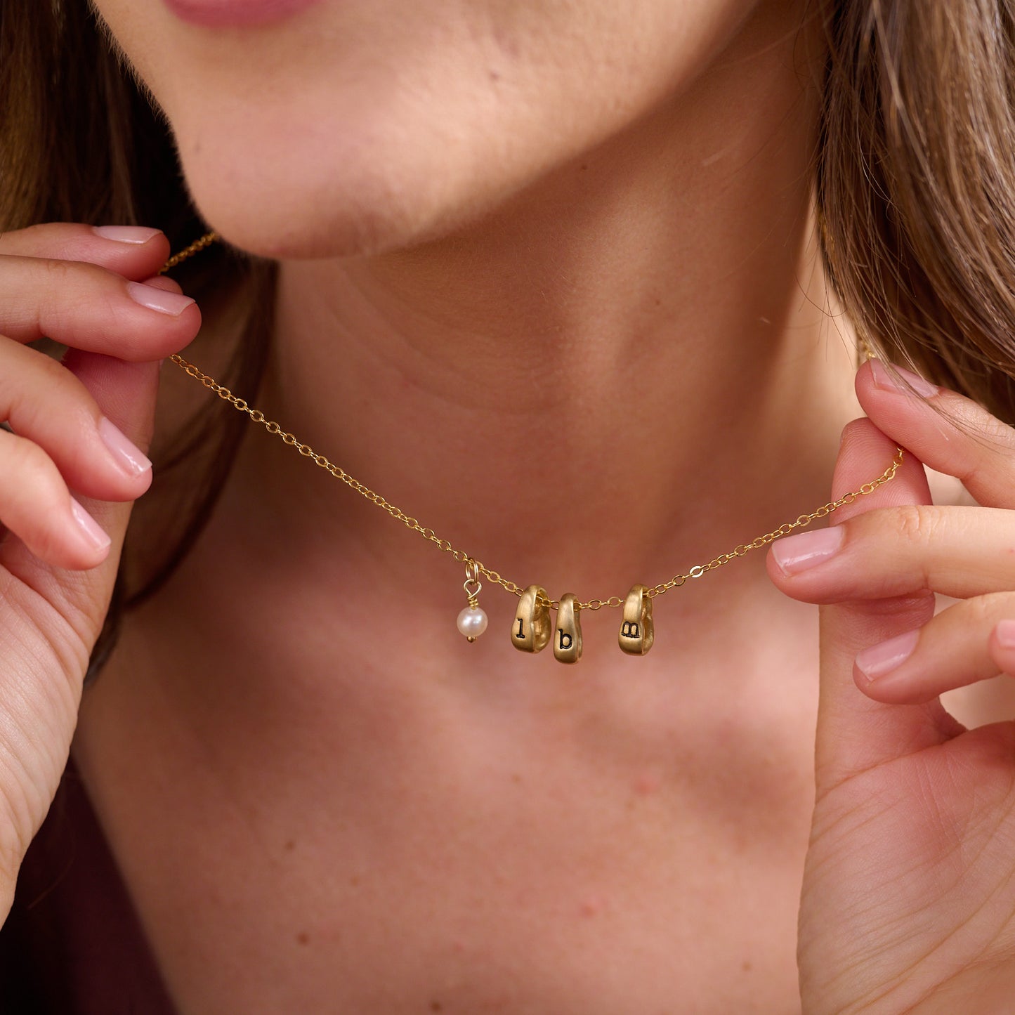 Itty Bitty Initial Ring Charms Necklace  {Gold Plated}