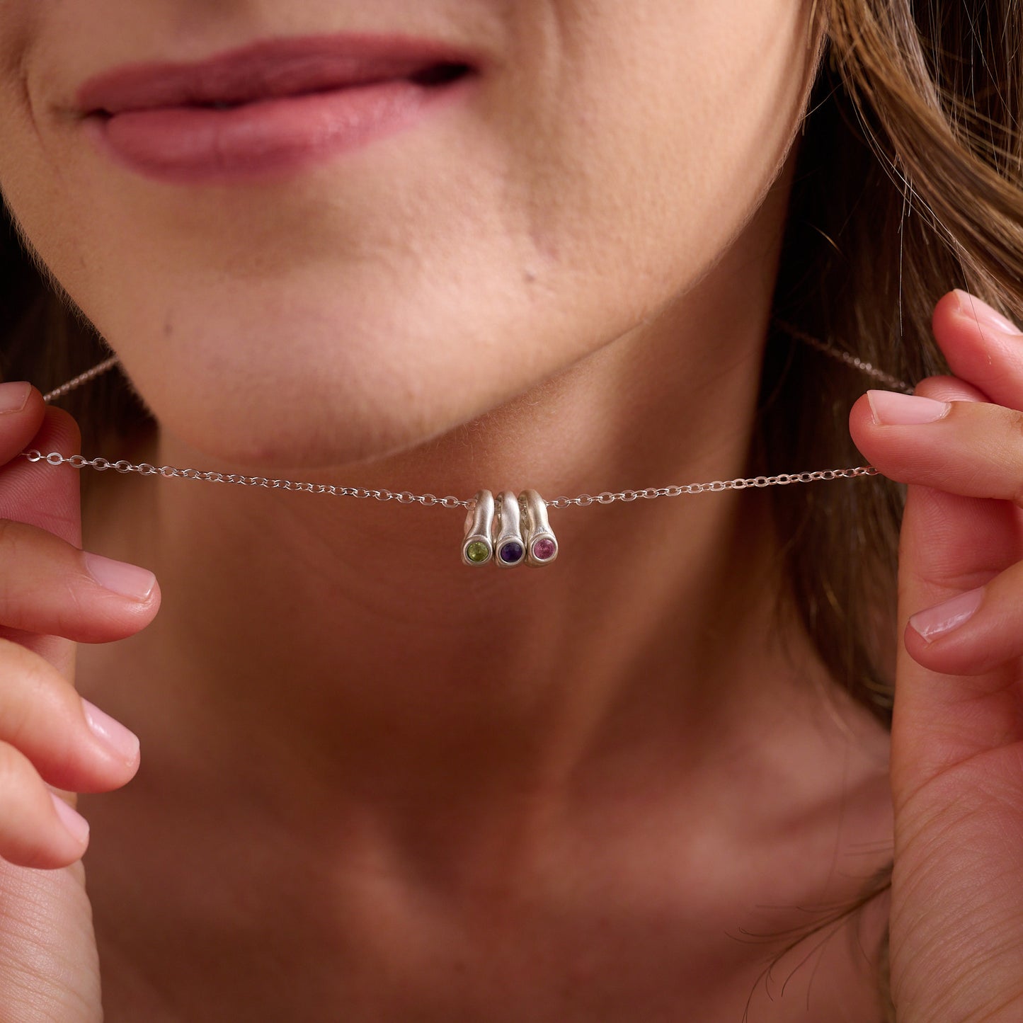 Itty Bitty Birthstone Ring Charms Necklace  {Sterling Silver}