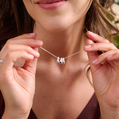 Itty Bitty Birthstone Ring Charms Necklace  {Sterling Silver}