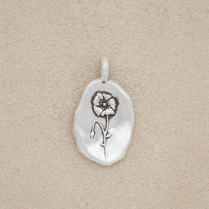 August Birth Flower Charm (Sterling Silver)