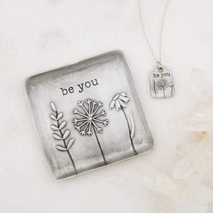 Be You Necklace and Keepsake Dish Gift Set (Pewter)