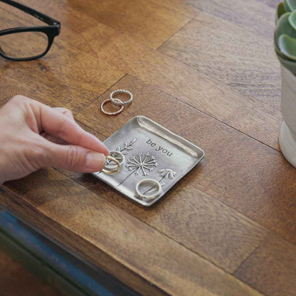 Be You Necklace and Keepsake Dish Gift Set (Pewter)