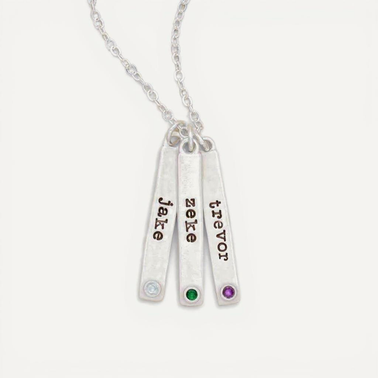 Bezel Birthstone Necklace (Sterling Silver)