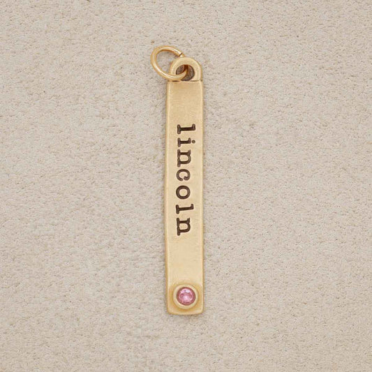 Bezel Birthstone Tag (10K Solid Gold)