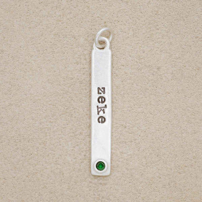 Bezel Birthstone Tag (Sterling Silver)