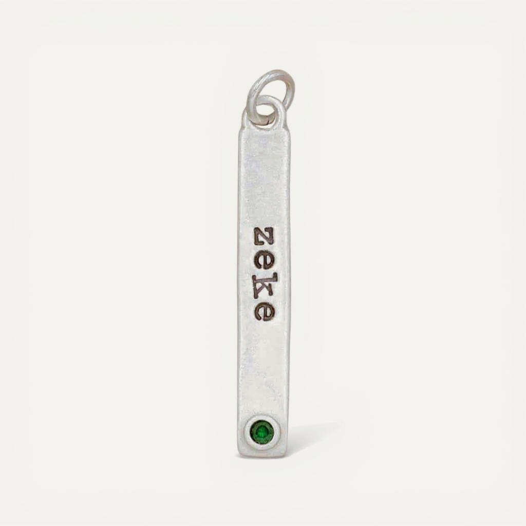 Bezel Birthstone Tag (Sterling Silver)