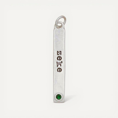 Bezel Birthstone Tag (Sterling Silver)
