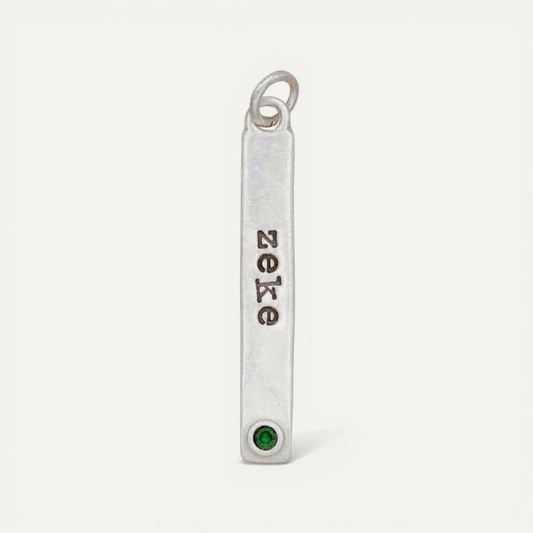 Bezel Birthstone Tag (Sterling Silver)