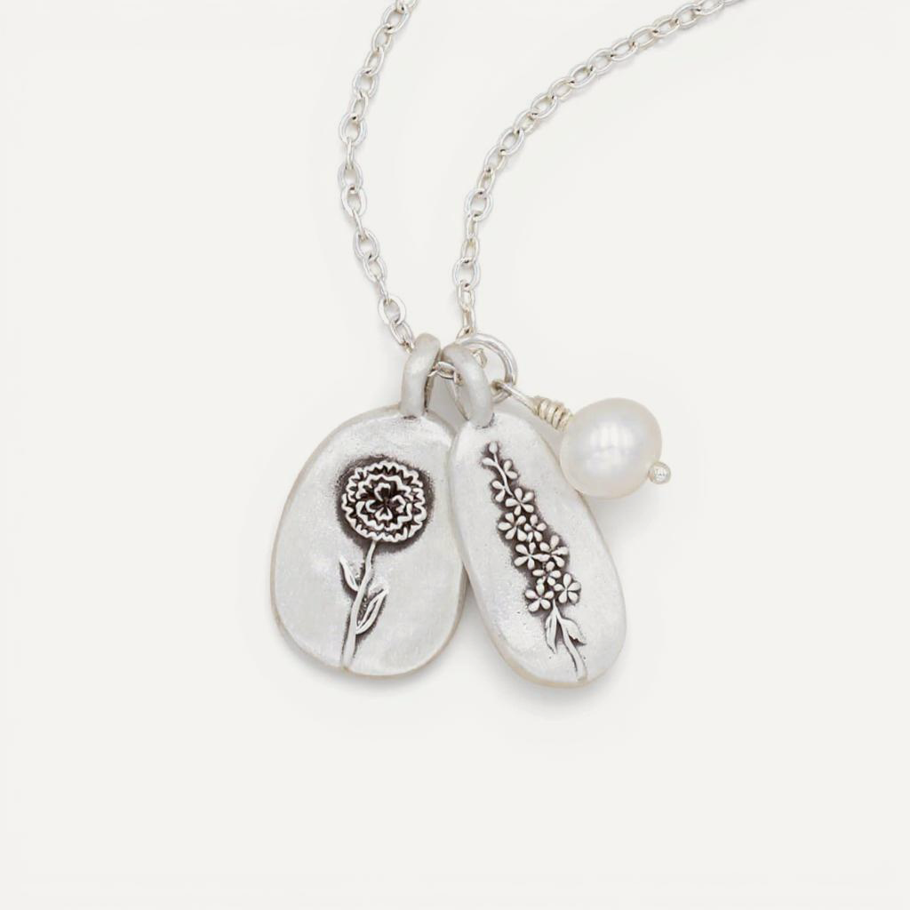 Birth Flower Necklace (Sterling Silver)