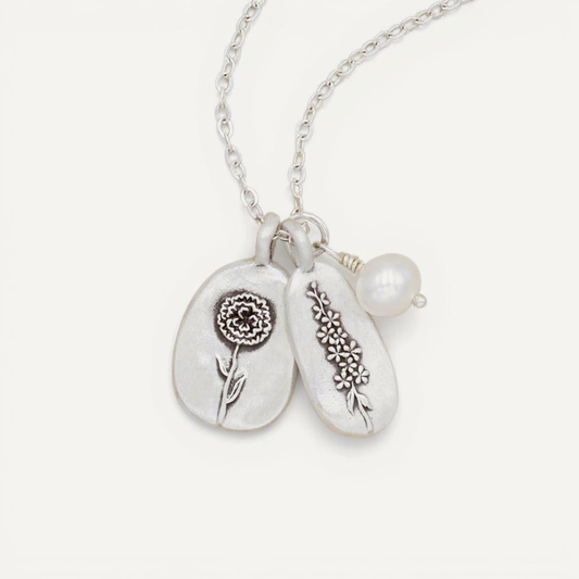 Birth Flower Necklace (Sterling Silver)