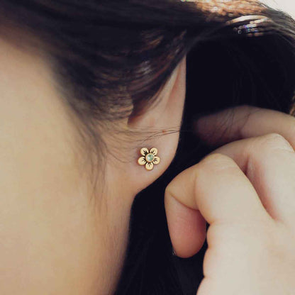 Birthstone Bloom Stud Earrings (9K Solid Gold)