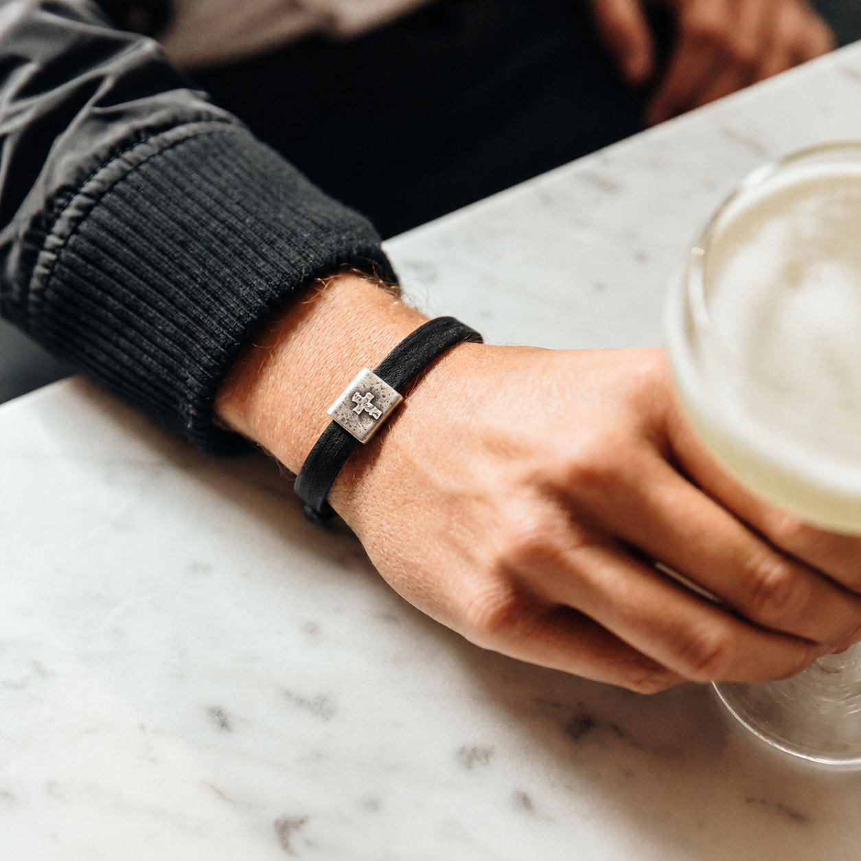 Equitable Leather Cross Bracelet (Black, Pewter) - Lisa Leonard Designs