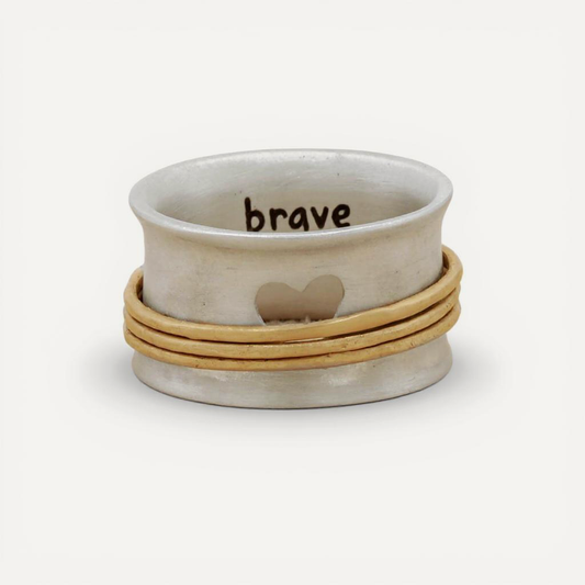 Brave Love Spinner Ring (Sterling Silver & Brass)