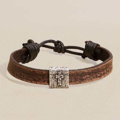 Equitable Leather Cross Bracelet (Brown)