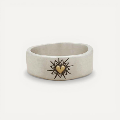 Bursting Heart Ring (Sterling Silver & 9K Gold)