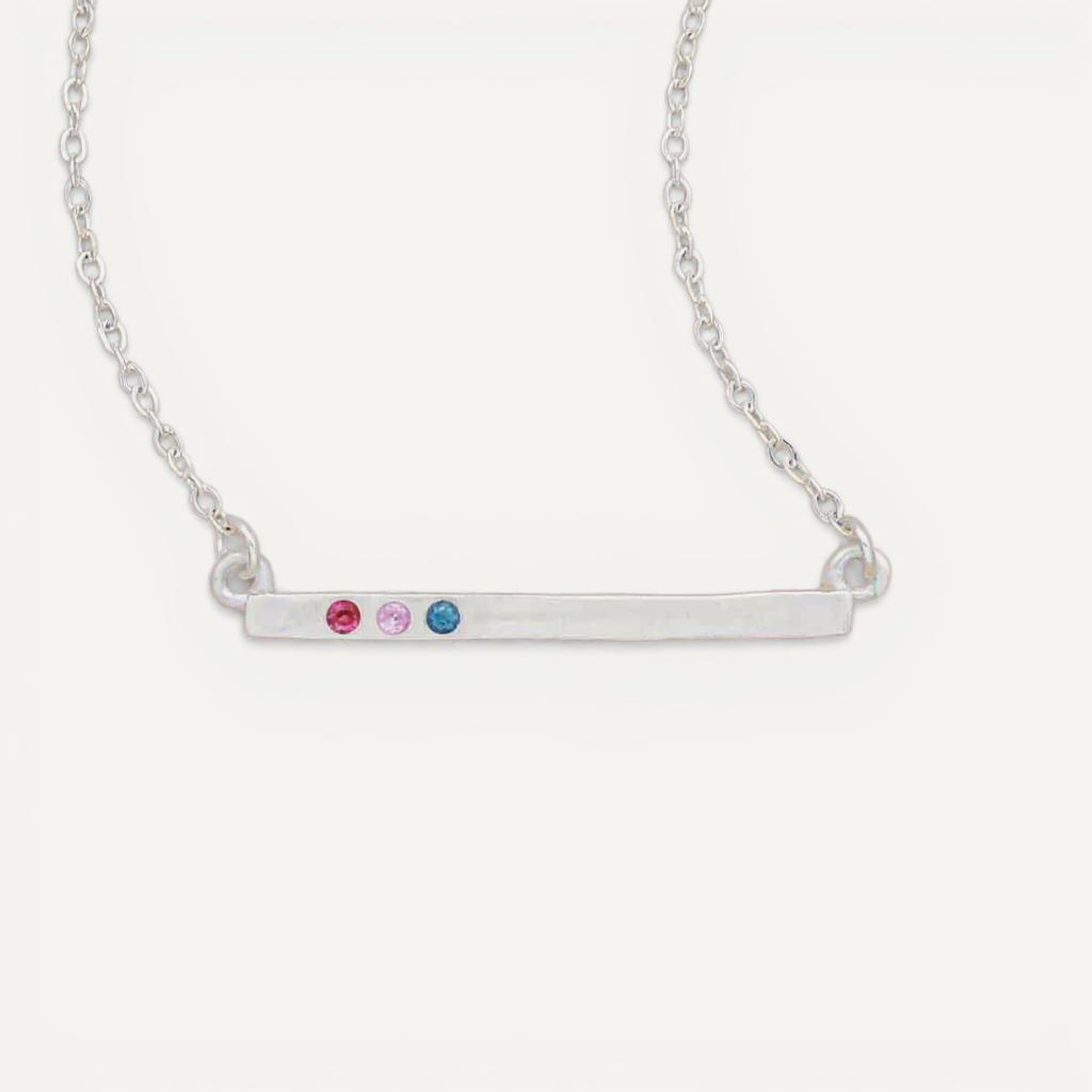 Cross Bar Birthstone Necklace (Sterling Silver)