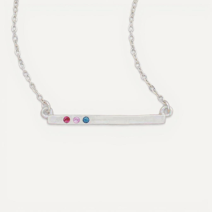 Cross Bar Birthstone Necklace (Sterling Silver)