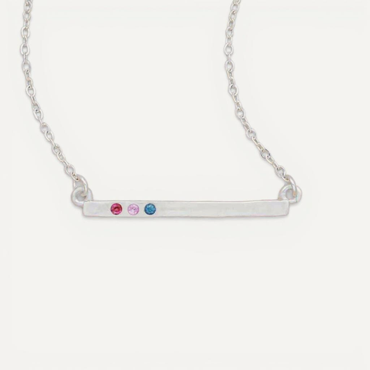 Cross Bar Birthstone Necklace (Sterling Silver)