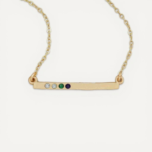 Cross Bar Birthstone Necklace (Gold Plated)