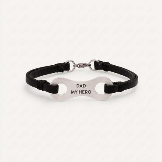 Linked Together Leather Bracelet (Black)