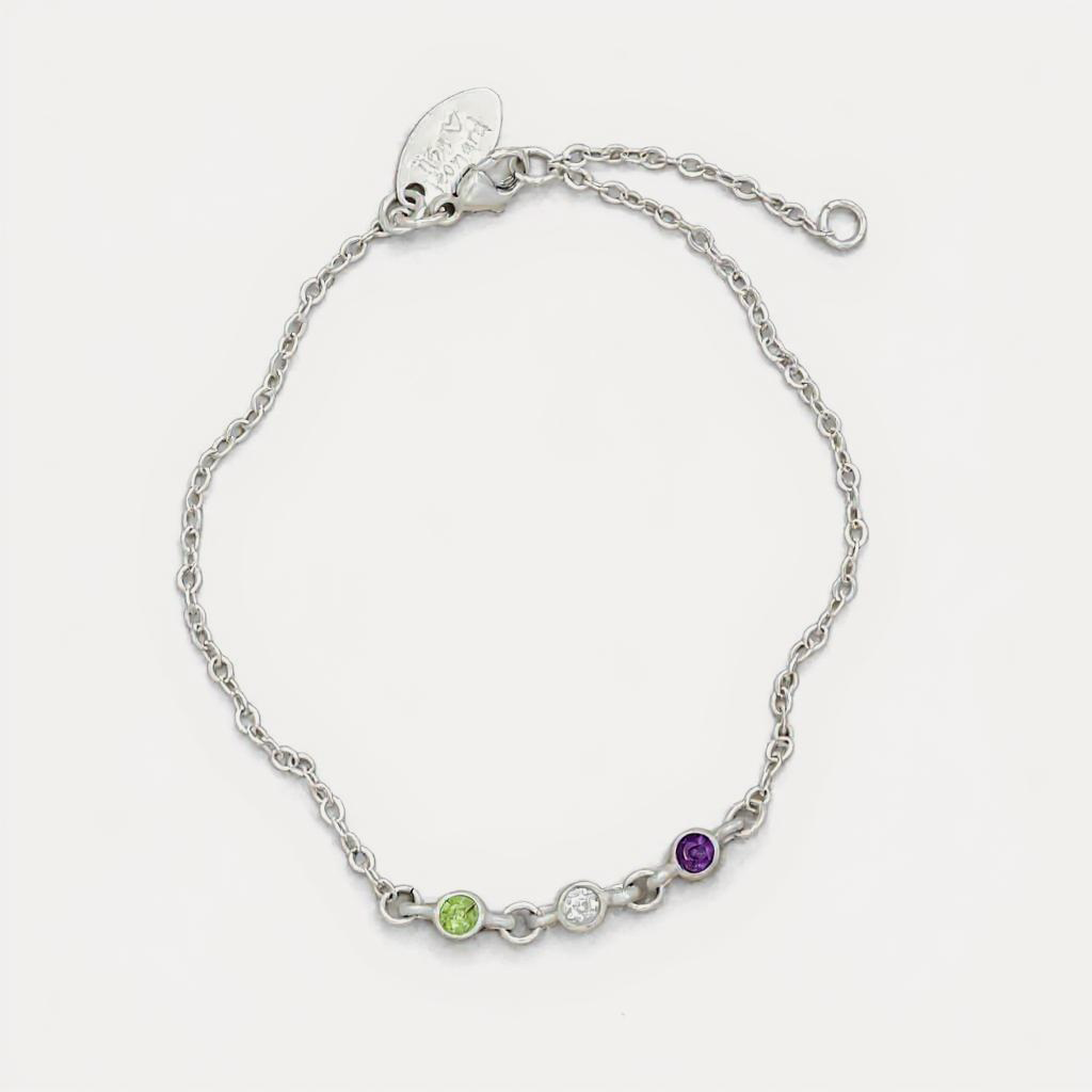 Dainty Finespun Birthstone Bracelet - Small (Sterling Silver)