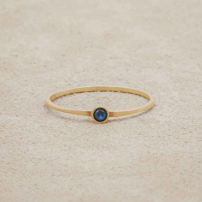Handcrafted 14k yellow gold Dainty finespun birthstone ring with a genuine birthstone or conflict free diamond