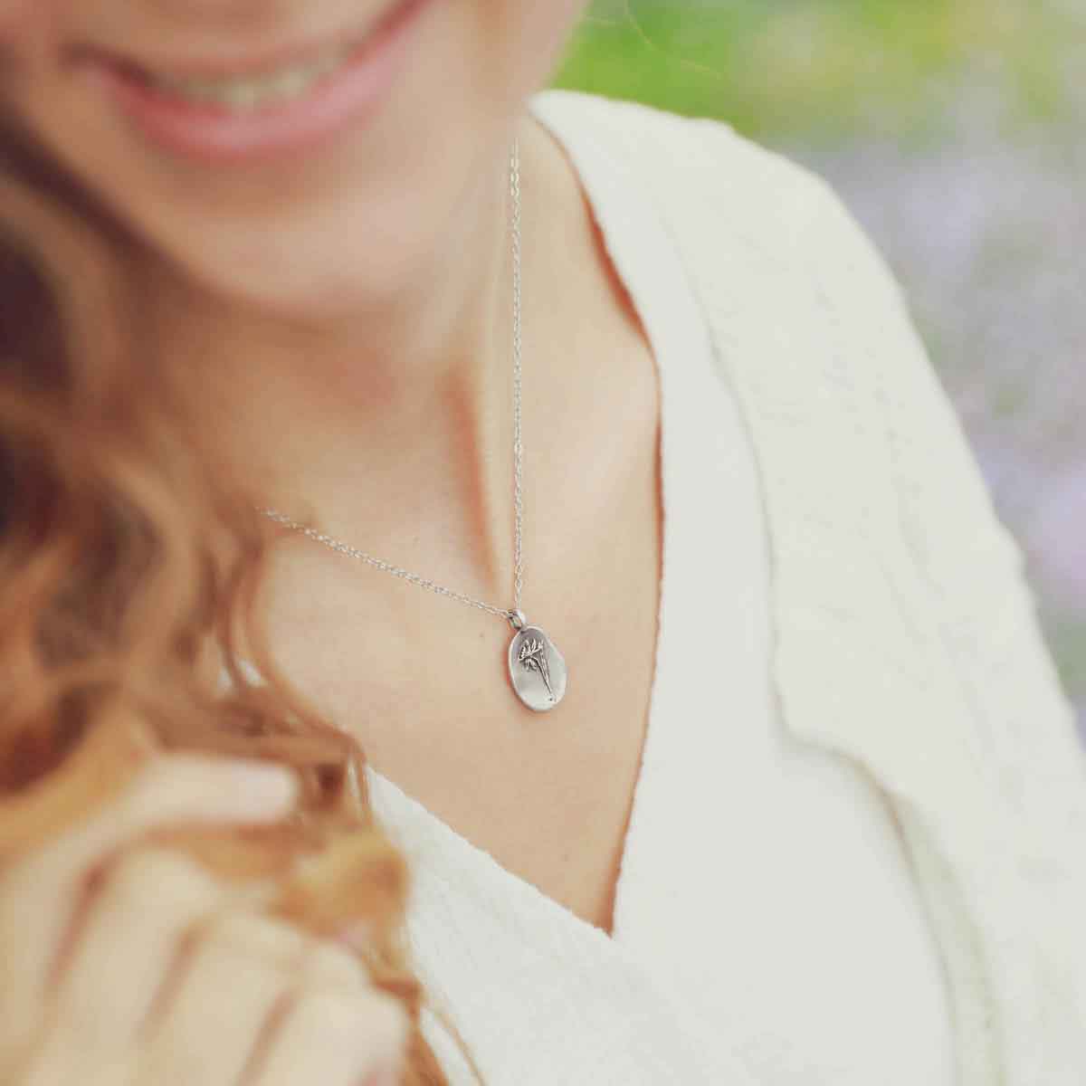 December Birth Flower Necklace {Pewter}