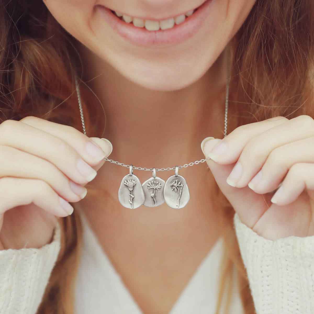 December Birth Flower Necklace {Pewter}