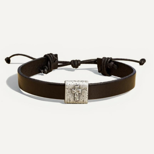 Equitable Leather Cross Bracelet (Black)