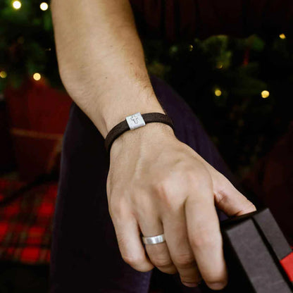 Equitable Leather Cross Bracelet (Dark Brown)