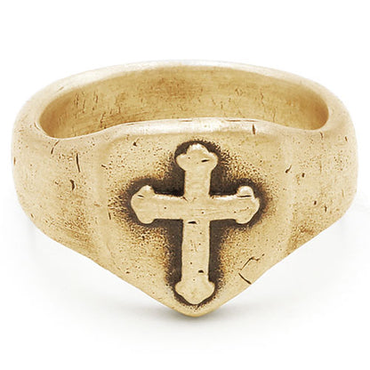 Faith Hope & Love Cross Signet Ring (9K Solid Gold)