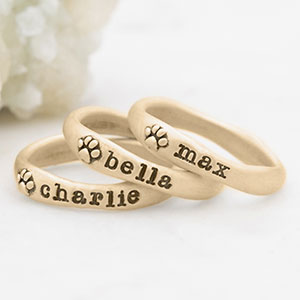 Furry Footprint Stacking Ring (Gold Plated)