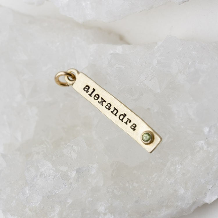 Bezel Birthstone Tag {14K Solid Gold}