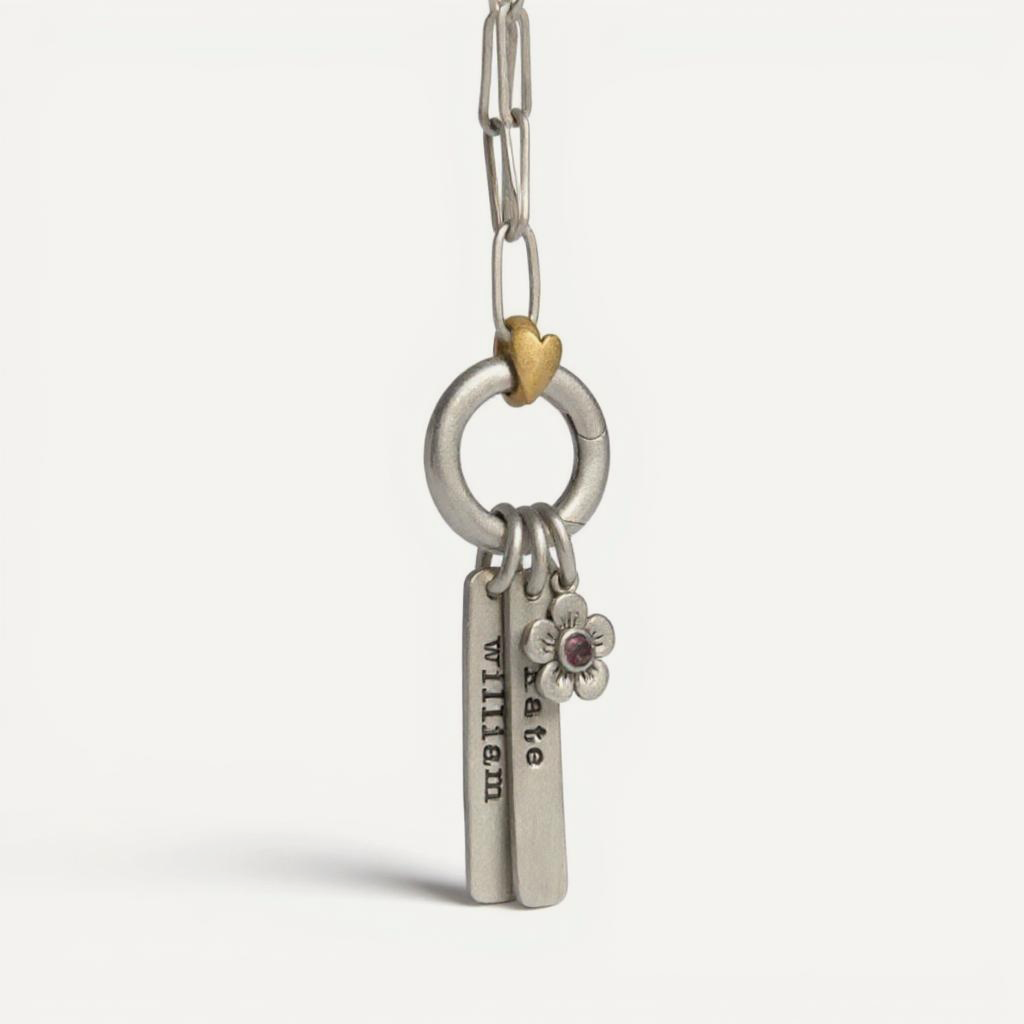 Golden Heart Buildable Charm Necklace (Sterling Silver)