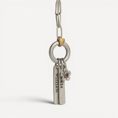 Golden Heart Buildable Charm Necklace (Sterling Silver)