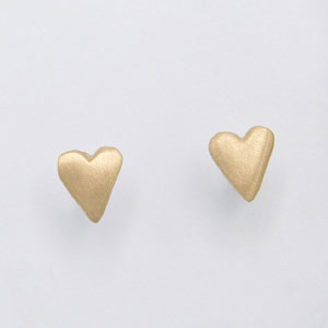 Tiny Heart Stud Earrings {14K Solid Gold}