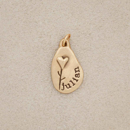 Heart with Flower Charm {10K Solid Gold}